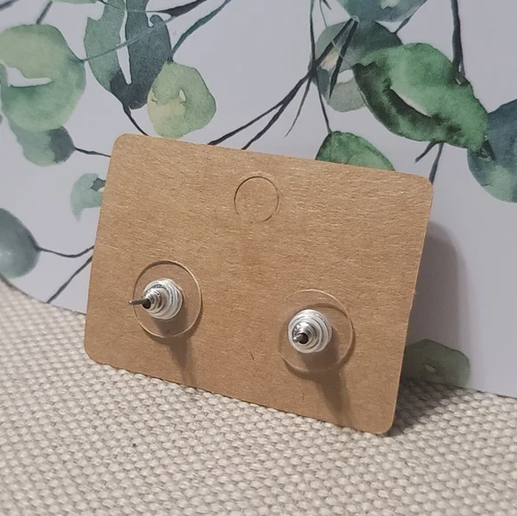 SILVER Heart Stud Earrings - Picture 3 of 3